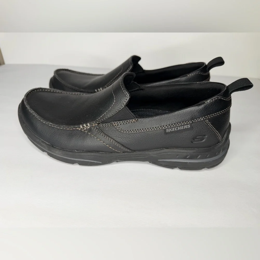 Skechers Shoes Mens 8.5 Black Relaxed Fit Harper Forde Loafer Leather